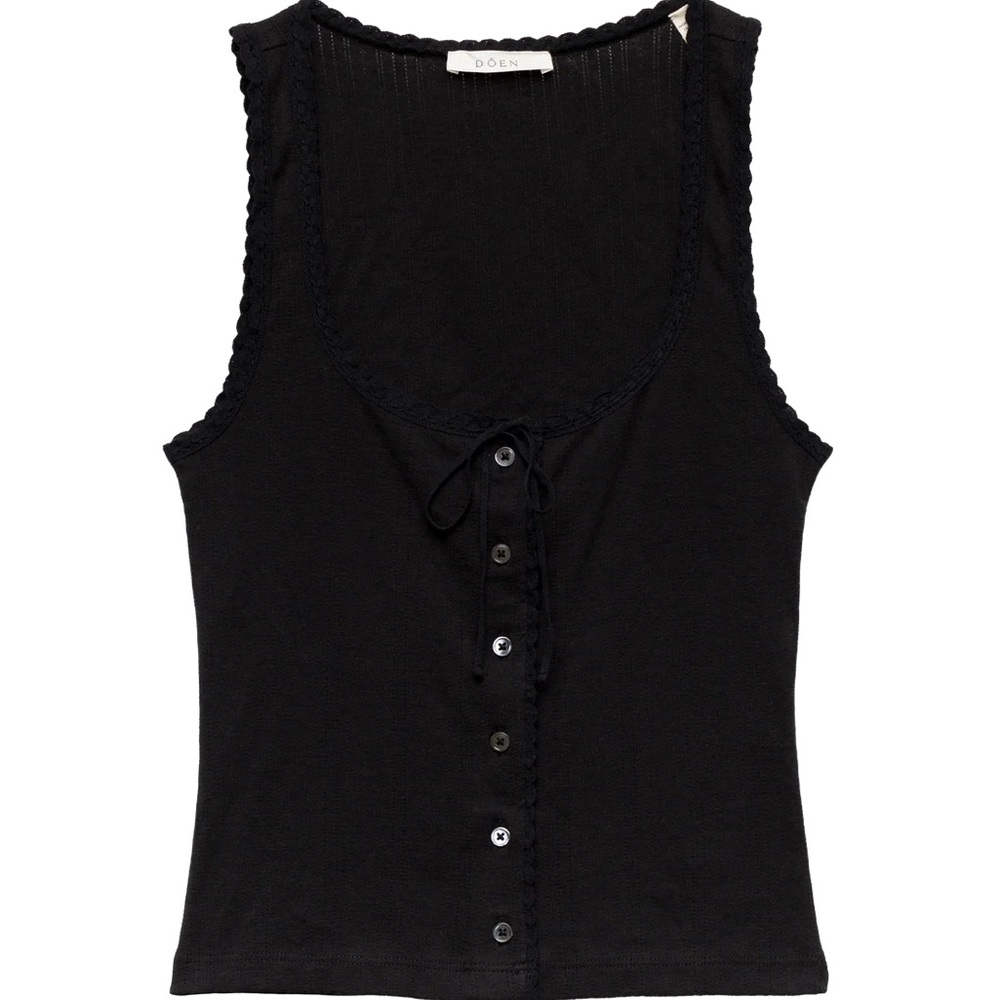 NWT Doen Lois Tank Pointelle Black XS
